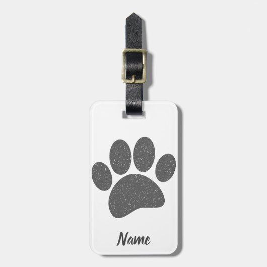 Grey Dog Paw Print Cartoon Oud Papier Print Bagagelabel (Voorkant verticaal)
