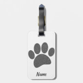 Grey Dog Paw Print Cartoon Oud Papier Print Bagagelabel (Achterkant verticaal)