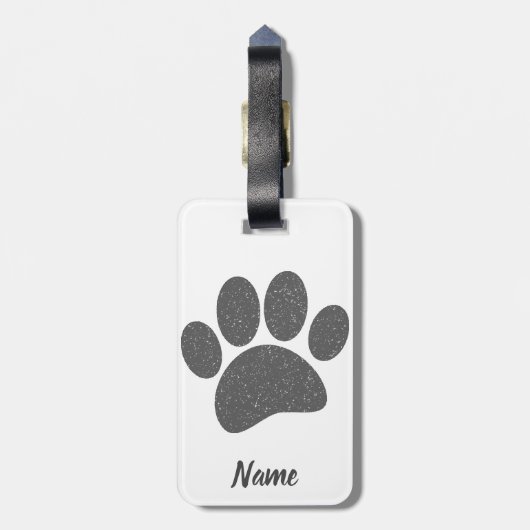 Grey Dog Paw Print Cartoon Oud Papier Print Bagagelabel (Achterkant verticaal)