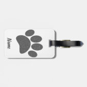 Grey Dog Paw Print Cartoon Oud Papier Print Bagagelabel (Achterkant horizontaal)