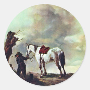 Grey., door Philips Wouwerman (Beste Kwaliteit) Ronde Sticker