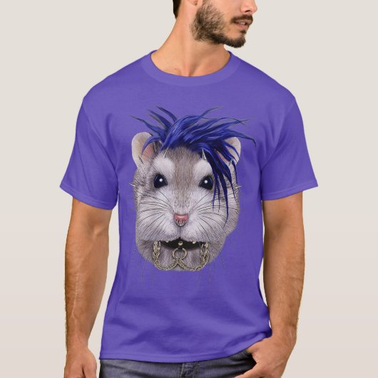 Grey Dwarf Hamster in Punk Rock Style T-shirt (Voorkant)