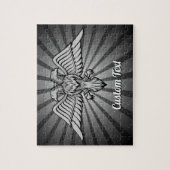 Grey Eagle met twee hoofden Jigzaag Puzzle Legpuzzel (Verticaal)