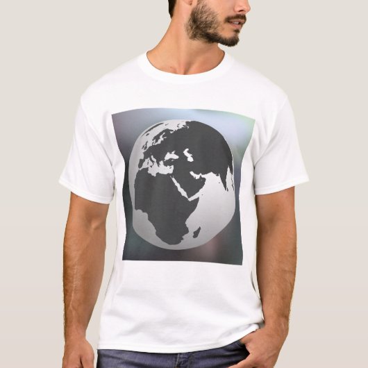Grey Earth Wereldbol T-Shirt (Voorkant)