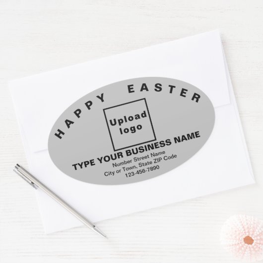 Grey Easter Business Oval Shape Sticker (Envelop)
