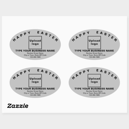Grey Easter Business Oval Shape Sticker (Vel)