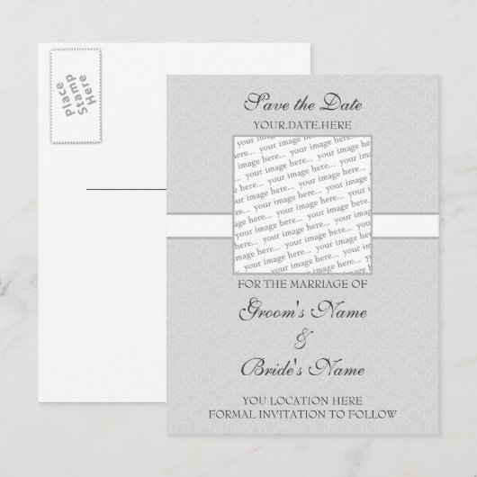 Grey Eggshell Bewaar de datum Briefkaart (Voorkant / Achterkant)