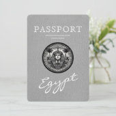 Grey Egypt Passport Wedding Save the Date (Staand voorkant)
