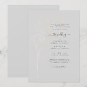 Grey Elegant Beide stellen de Uitnodiging van de B (Voorkant / Achterkant)