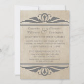 Grey Elegant Deco Wedding Invite Kaart (Voorkant)