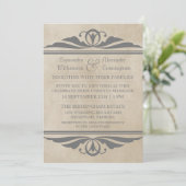 Grey Elegant Deco Wedding Invite Kaart (Staand voorkant)