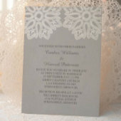 Grey Elegant Lace Wedding Invite Kaart