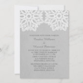 Grey Elegant Lace Wedding Invite Kaart (Voorkant)