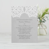 Grey Elegant Lace Wedding Invite Kaart (Staand voorkant)