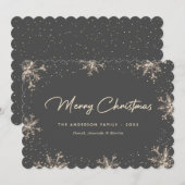 Grey Elegant Modern Snowflake Christmas Card Feestdagenkaart (Voorkant / Achterkant)