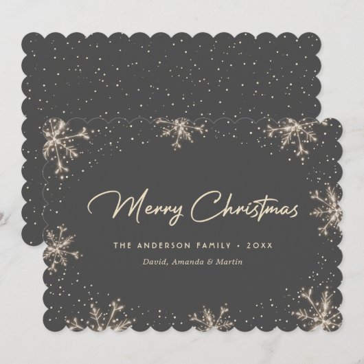 Grey Elegant Modern Snowflake Christmas Card Feestdagenkaart (Voorkant / Achterkant)