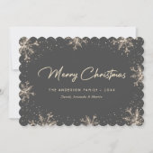 Grey Elegant Modern Snowflake Christmas Card Feestdagenkaart (Voorkant)