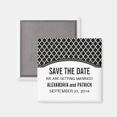 Grey Elegant Quatrefoil Save the Date Magnet (Voorkant / Achterkant)
