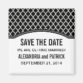 Grey Elegant Quatrefoil Save the Date Magnet (Voorkant)