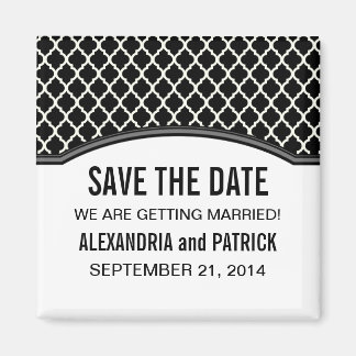 Grey Elegant Quatrefoil Save the Date Magnet