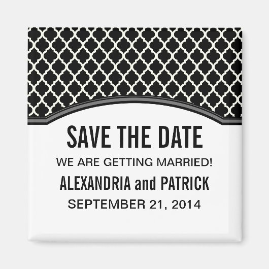 Grey Elegant Quatrefoil Save the Date Magnet (Voorkant)