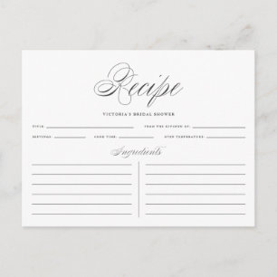 Grey Elegant Script Vrijgezellenfeest Recipe Kaart