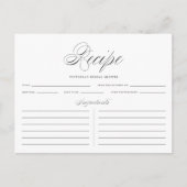 Grey Elegant Script Vrijgezellenfeest Recipe Kaart (Voorkant)