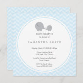 Grey Elephant ı Baby shower Invitation Kaart (Voorkant / Achterkant)
