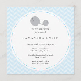 Grey Elephant ı Baby shower Invitation Kaart