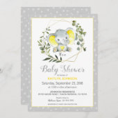 Grey Elephant Modern Baby shower Kaart (Voorkant / Achterkant)