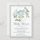 Grey Elephant Modern Baby shower Kaart (Voorkant)