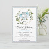 Grey Elephant Modern Baby shower Kaart (Staand voorkant)