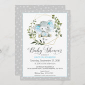 Grey Elephant Modern Baby shower Kaart (Voorkant / Achterkant)