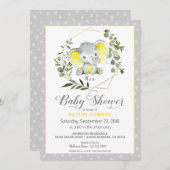 Grey Elephant Modern Baby shower Kaart (Voorkant / Achterkant)
