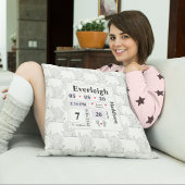 Grey Elephant Pattern Baby Aankondiging Stats PRPL Kussen