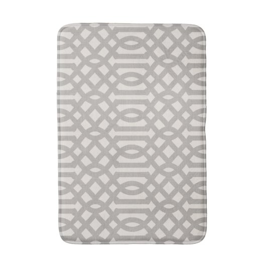 Grey en Ivory Trellis | Moderne bosbouw Badmat (Voorkant Verticaal)