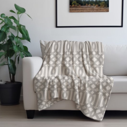 Grey en Ivory Trellis | Moderne bosbouw Fleece Deken