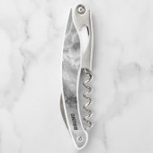 Grey Faux Marble Monogram Waiter's Kurkentrekker (Achterkant)