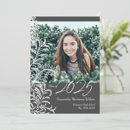 Grey Ferns  Foto Afstuderen Aankondiging (Staand voorkant)