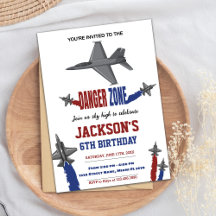 Grey Fighter Jet Verjaardag Uitnodigingen