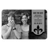 Grey Fleur De Lis Banner sparen de Magnet Datum Magneet (Horizontaal)