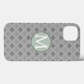 Grey Fleur de Lis Case-Mate iPhone Case (Achterkant (horizontaal))