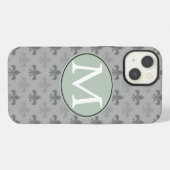Grey Fleur de Lis iPhone Hoesje (Achterkant horizontaal)