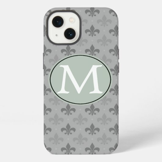 Grey Fleur de Lis iPhone Hoesje (Achterkant)