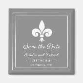 Grey Fleur de Lis Save the Date Magnet (Voorkant)