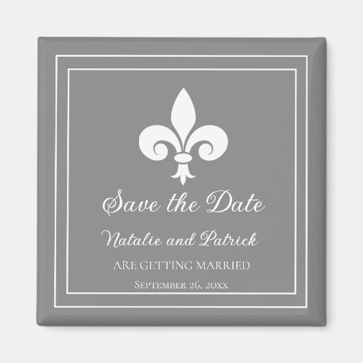 Grey Fleur de Lis Save the Date Magnet (Voorkant)