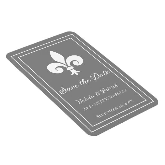 Grey Fleur de Lis Save the Date Magnet Magneet (Rechterzijde)