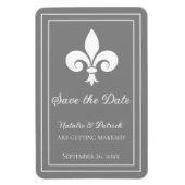 Grey Fleur de Lis Save the Date Magnet Magneet (Verticaal)
