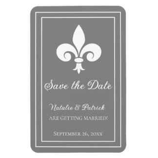 Grey Fleur de Lis Save the Date Magnet Magneet