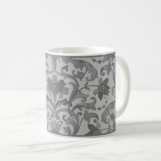 Grey Floral Damask Coffee Mok (Voorkant rechts)